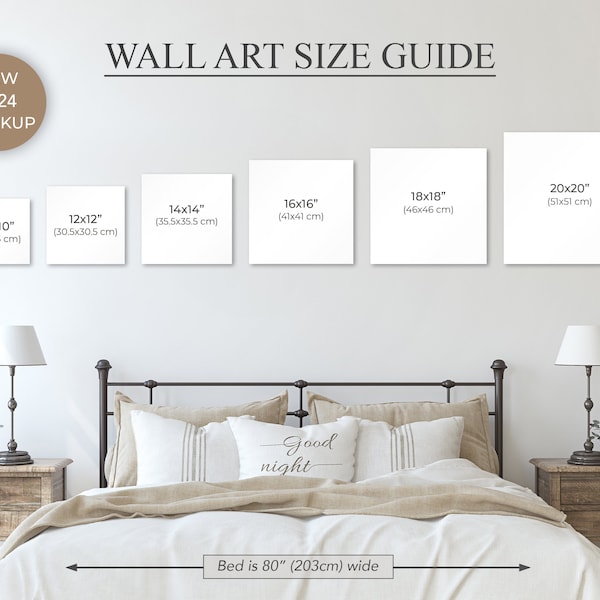 Square Frame Size Guide, Wall Art Size Guide, Comparison Chart, Poster Size Chart, Frame Size Guide, Wall Display Guide, Digital Image