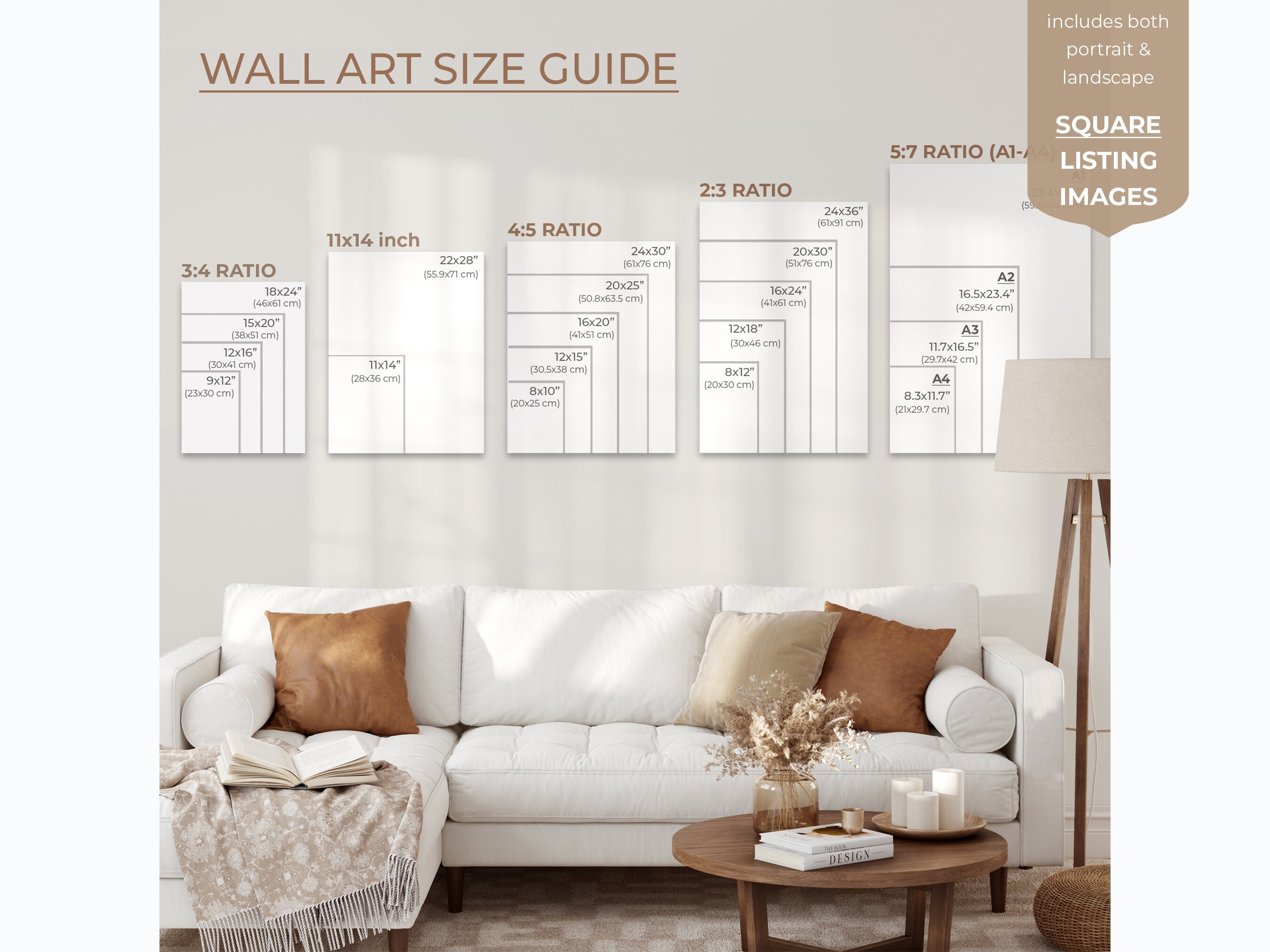 Wall Art Size Guide Frame Size Guide Comparison Chart - Etsy Australia
