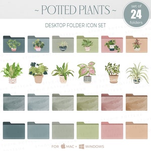 HOUSEPLANT Desktop Icons, MacBook Wallpaper Icons, Mac Folder Icons Bundle, Desktop Organizer Wallpaper Icon Pack, Works With MAC & WINDOWS