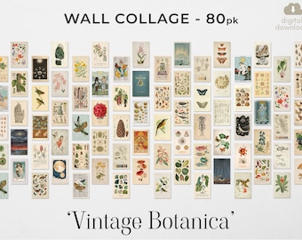 Aesthetic Wall Collage Kit Botanical Prints Vintage Collage Gift Vintage Wall Decor Aesthetic Collage Kit Vintage Botanical Cottagecore