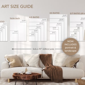 Wall Art Size Guide, Frame Size Guide, Comparison Chart, Poster Size Chart, Frame Size Guide, Wall Display Guide, Vertical Art Size Guide