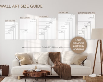 Wall Art Size Guide, Frame Size Guide, Comparison Chart, Poster Size Chart, Frame Size Guide, Wall Display Guide, Vertical Art Size Guide