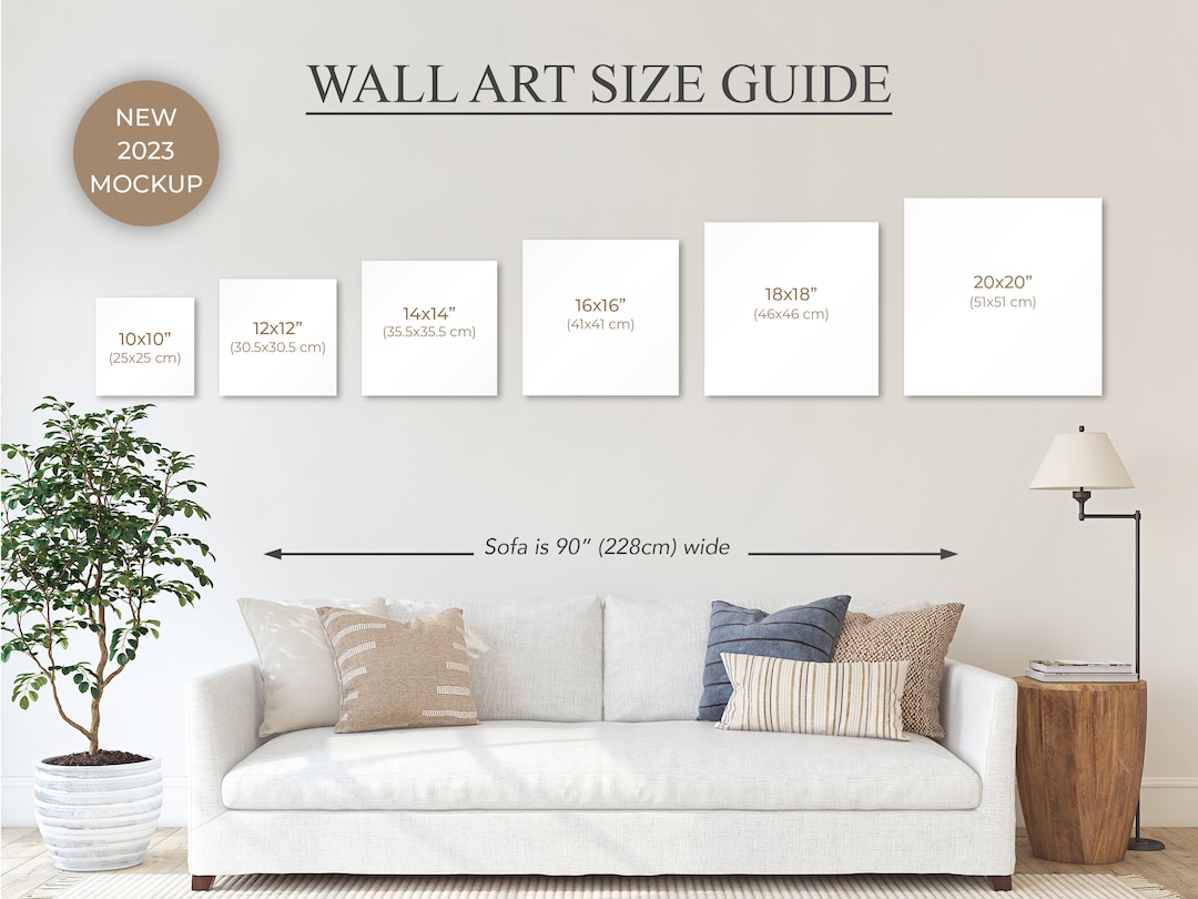 Square Frame Size Guide, Wall Art Size Guide, Comparison Chart, Poster