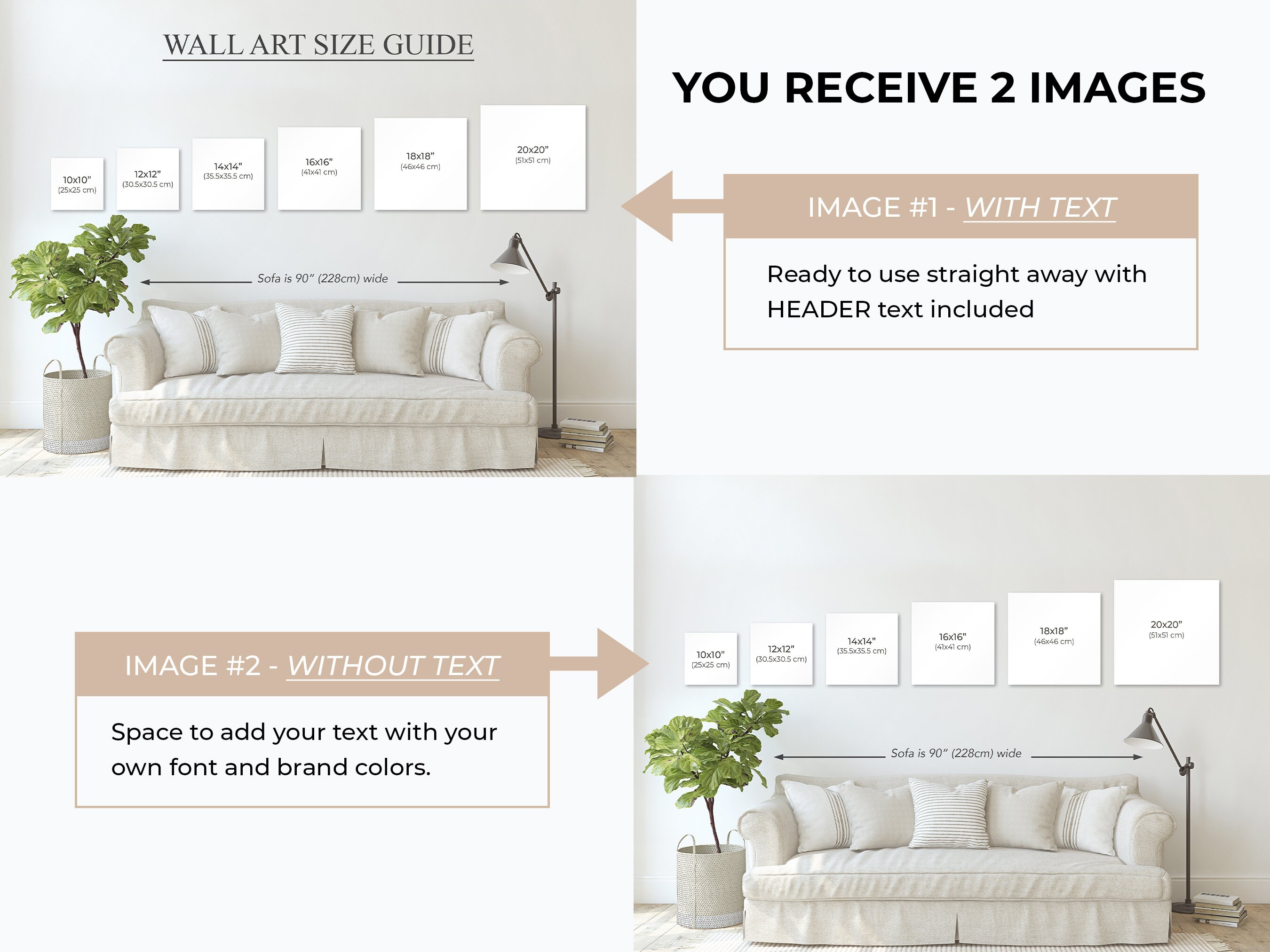 Square Frame Size Guide Wall Art Size Guide Comparison Etsy UK