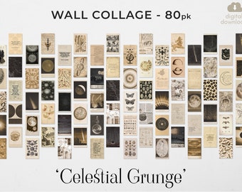 Wall Collage Kit Digital Botanical Prints Set Photo Collage Gift Grunge Room Decor Aesthetic Cottagecore Decor Vintage Collage Art Fairycore
