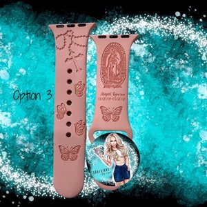 Virgin Mary Watch Band / Virgen María con banda de reloj cruzado / Guadalupe Watch Band / María de Guadalupe / Banda de reloj grabada