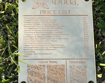 Personalized Acrylic Price List & QR Code | Pricing Menu | Price List Sign Display | Custom Business Sign| Personalized Business Price List