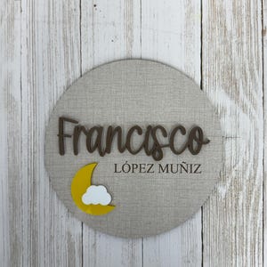 Wooden Baby Announcement with Birth Stats | Moon & Clouds Baby Sign | Wood Birth Stats Sign | Birth Stat Announcement |Wooden Baby Name Sign