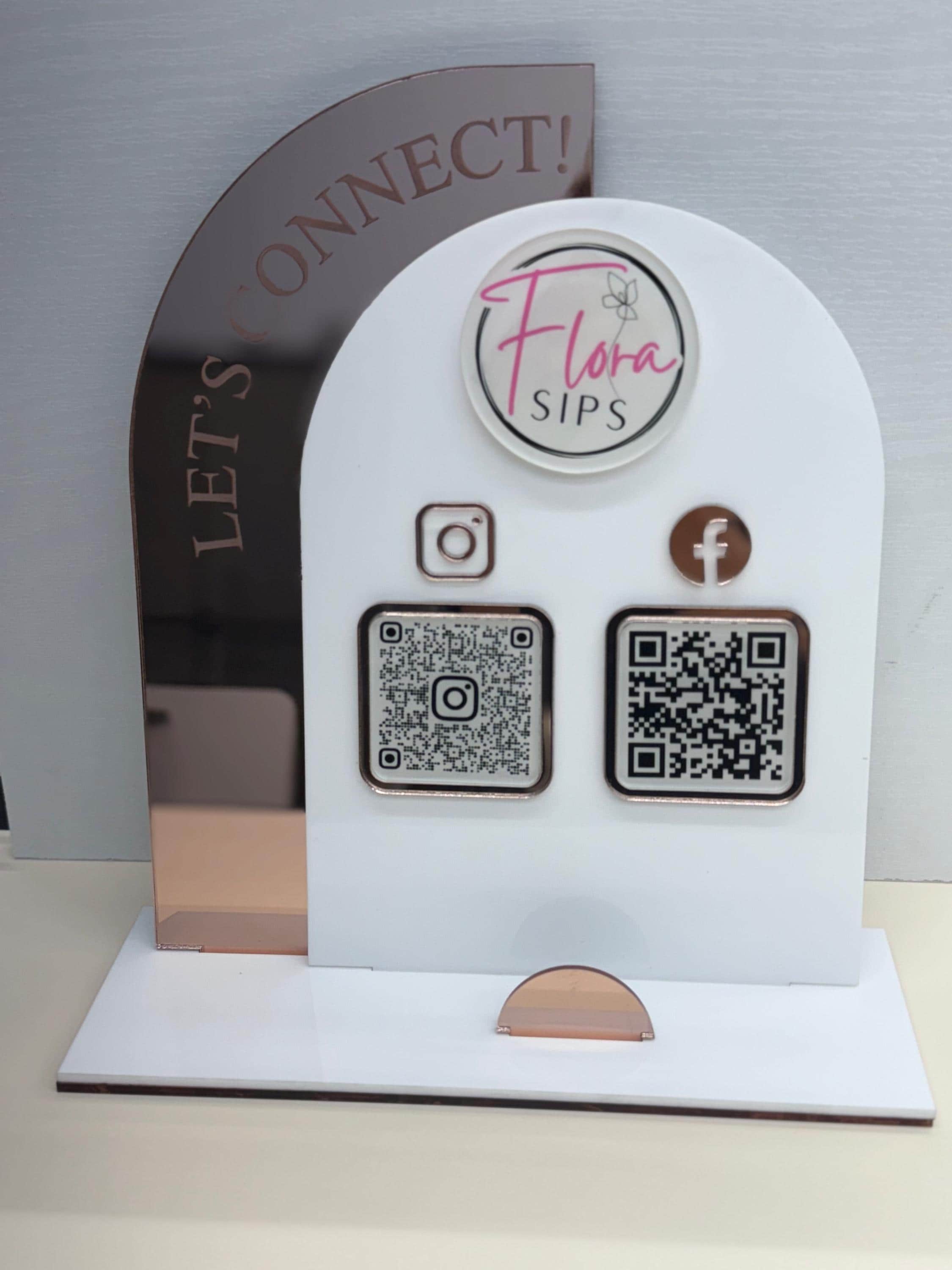 QR Code Display Sign Acrylic | Multi QR Code Business Social Media Sign ...