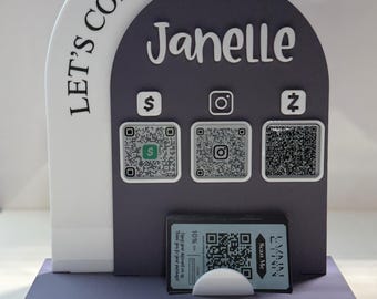 Panneau d'affichage de code QR en acrylique | Panneau multi-code QR pour les médias sociaux d'entreprise | Payer pour numériser | Signe de médias sociaux | Carte de visite de signe de paiement