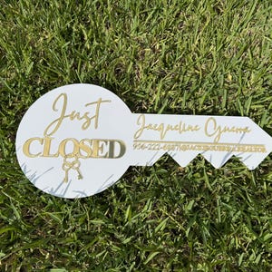 Just Closed Personalized Realtor Key | Closing Realty | Luxury Realtor Key Sign | House Sold Acrylic Sign | Closing Prop | Realtor Gift