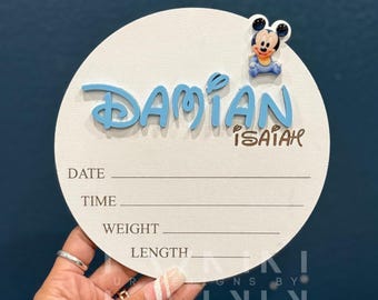 Mickey Mouse Inspired Baby Announcement with Birth Stats | Mickey Mouse Inspired Baby Sign | Birth Stat Announcement | Announcement Sign