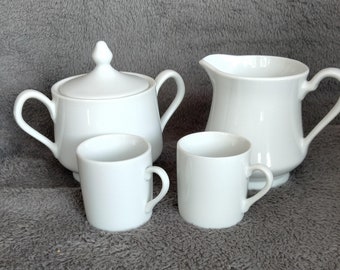 Cream and Sugar Bowl with Two Cups