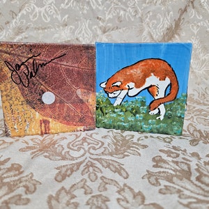 Signed Decorative Box with a Cat Hand Painted on the Lid