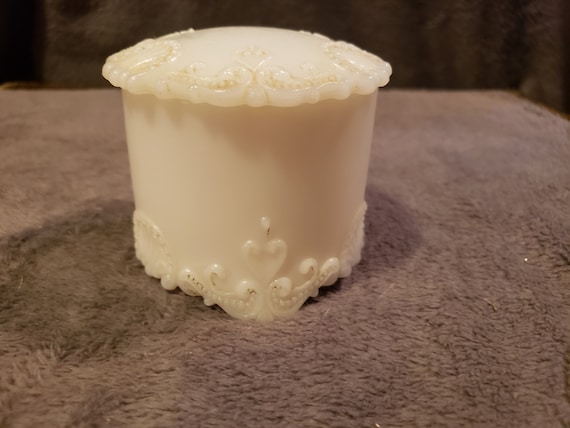 Vintage milk glass lidded trinket box - image 1