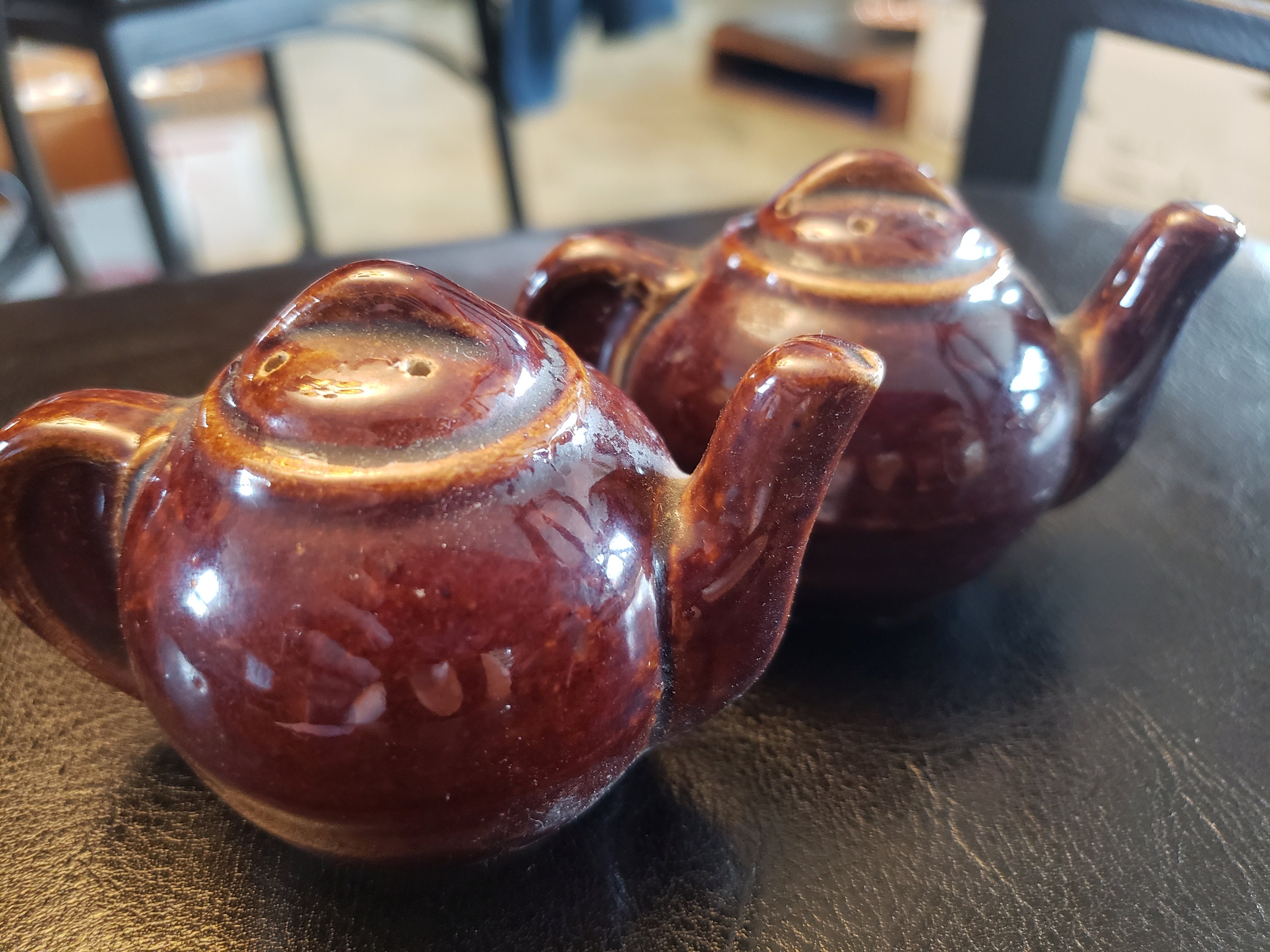 Brown teapot salt and pepper shaker Etsy
