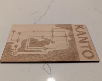 Pokemon - Map of Kanto Region on Wood