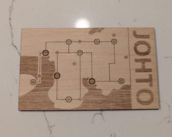 Pokemon - Map of Johto Region on Wood