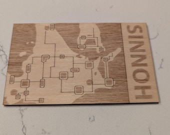 Pokemon - Map of Sinnoh Region on Wood