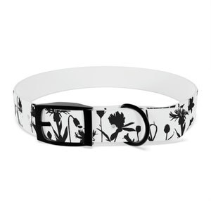 Floral black/white dog collar - multiple sizes