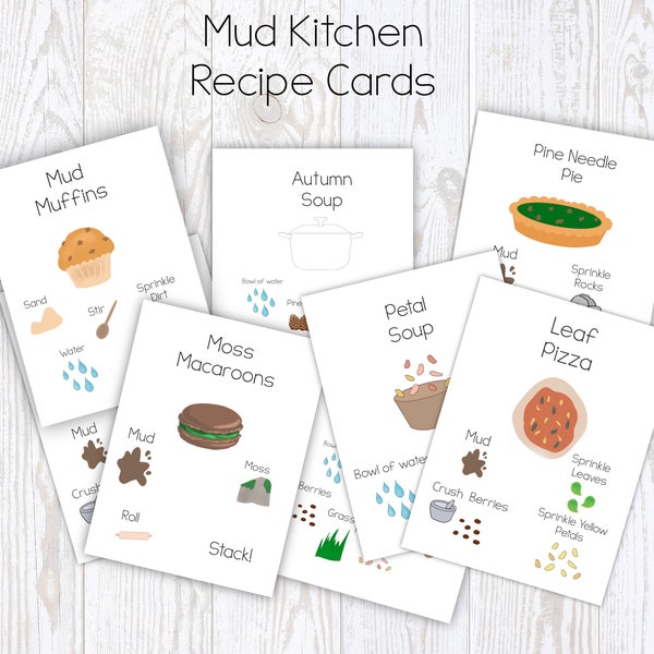 Mud Kitchen Recipe Cards, Homeschool Dramatic Play, Montessori Learning