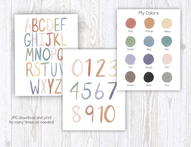 Printable Educational Posters, Preschool Classroom ABC, Numbers, Shapes and More, Montessori ...