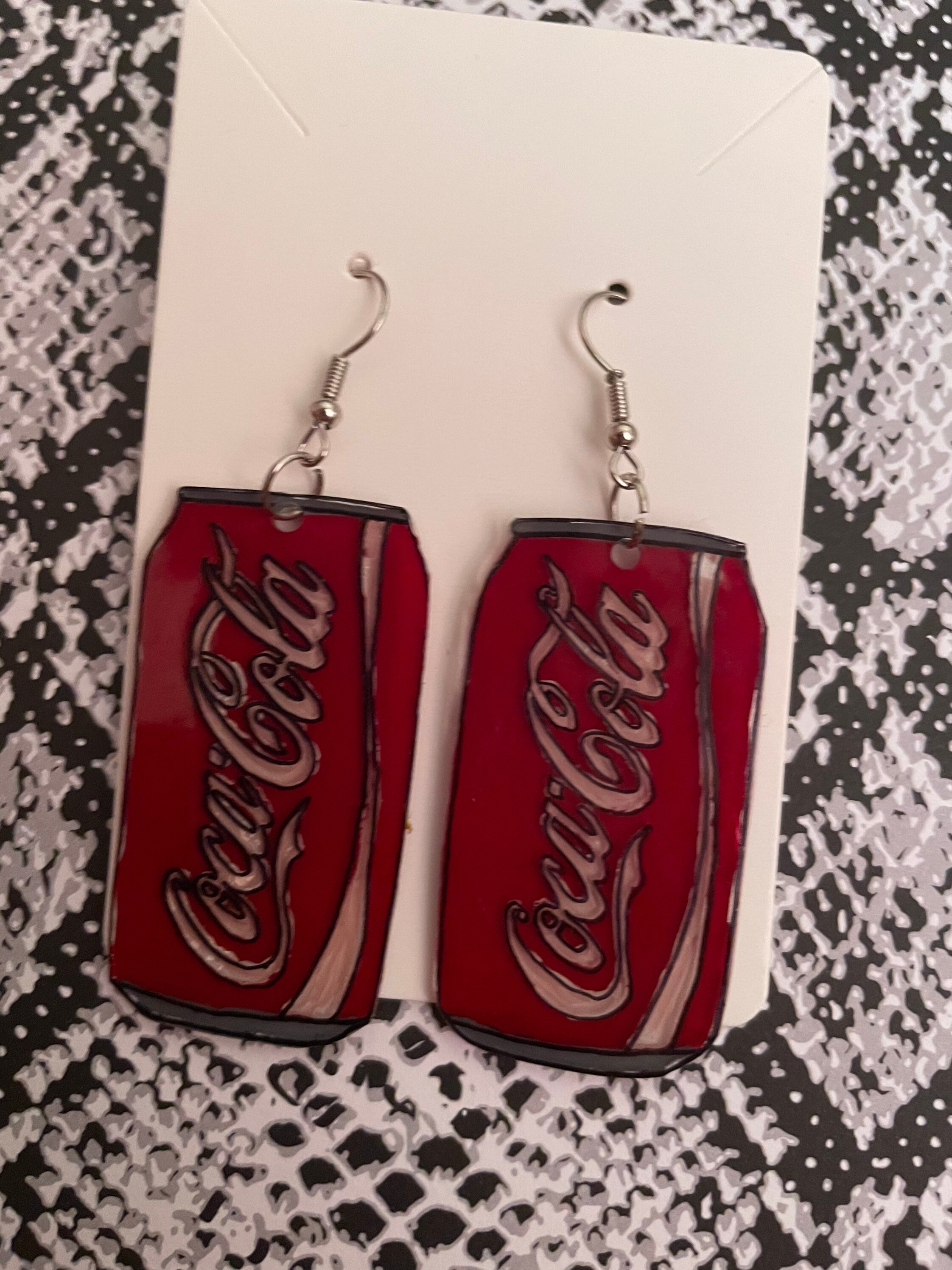 Coca Cola shrink plastic handmade earrings Etsy