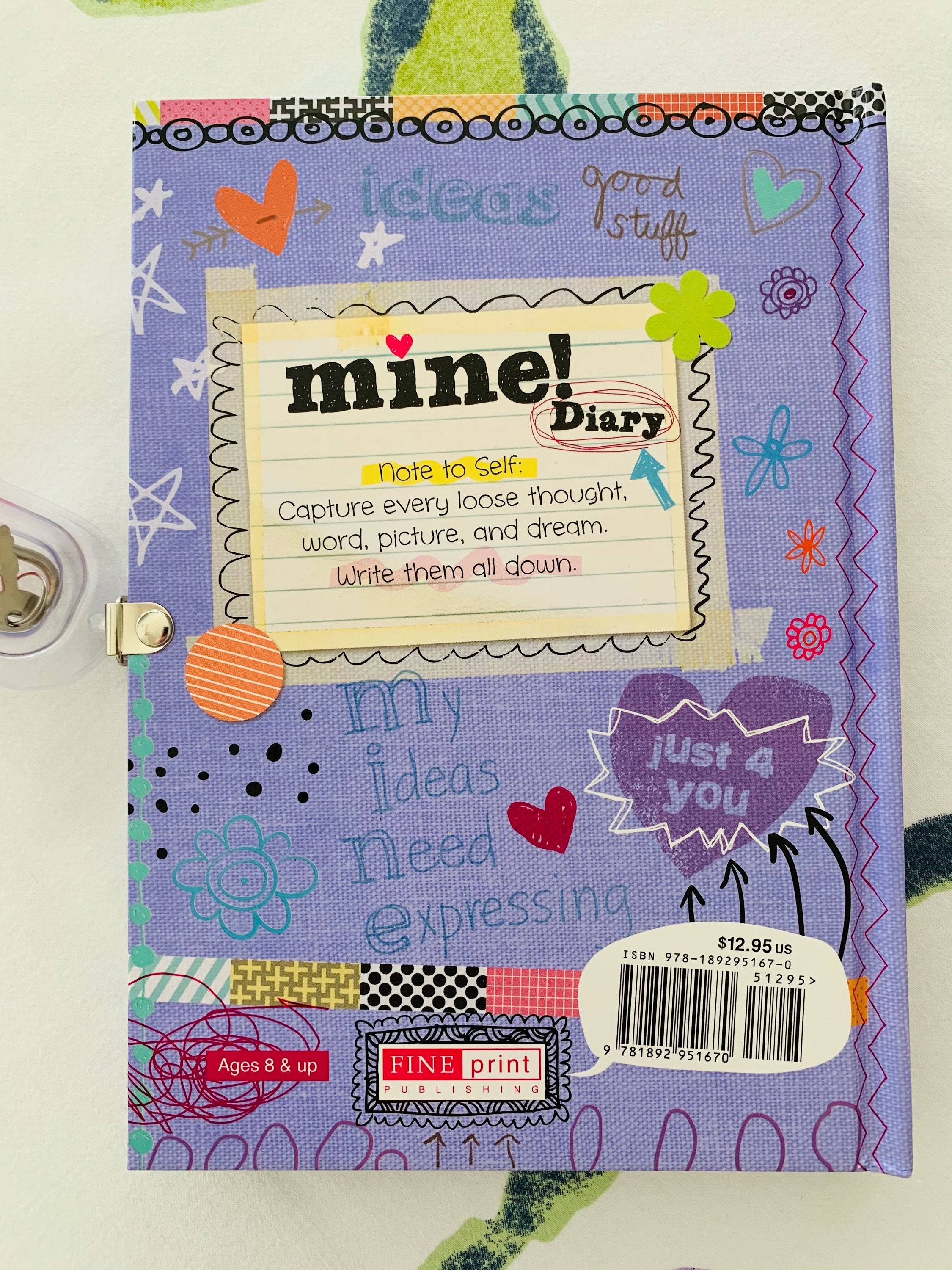 Mine Diary illustrated diary for girls sparkly lock Etsy
