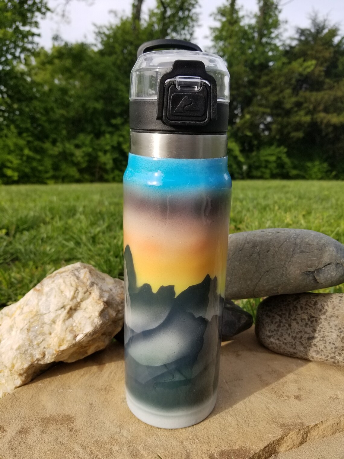 Mountain Scene Water Bottle One of a Kind handgeschilderd Etsy