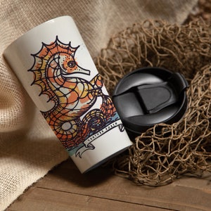 Taza de viaje Caballito de mar / ello BEASTIE Acero inoxidable 15oz