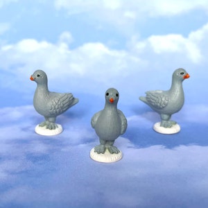 Miniature Pigeons - terrarium miniature animals bird fairy garden figurines micro mini figures dollhouse