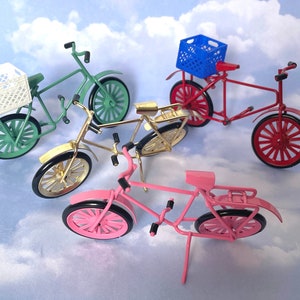 Miniature Bicycle with optional Milk Crate - terrarium miniature fairy garden figurines micro mini figures dollhouse