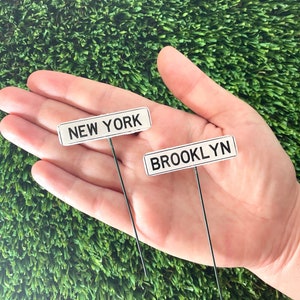New York Neighborhood Plant Stake - street sign terrarium art plant stick