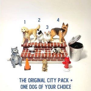 City Mini Dog Pack - terrarium miniatuurdieren sprookjestuinbeeldjes micro minifiguren poppenhuis