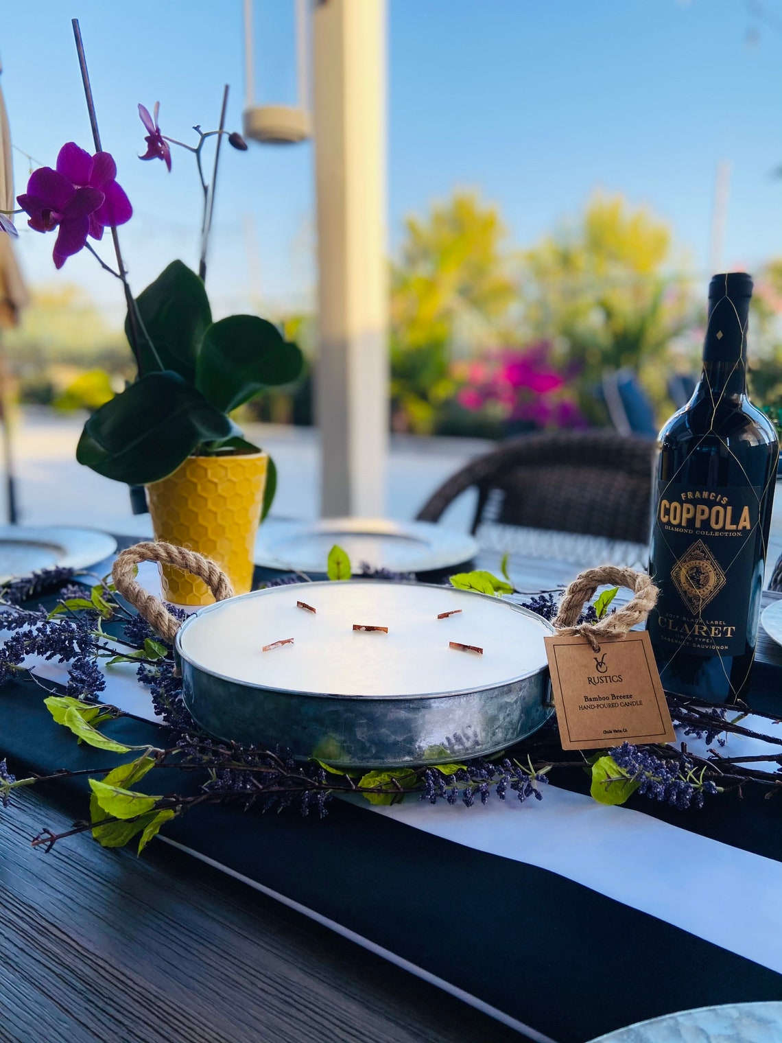 Round Rustic 5 Wick Scented Tin Candle With Rope Handles Etsy