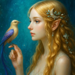 Moon Elf – Custom Personalised Illustration, Written Profile & Symbolic Binding