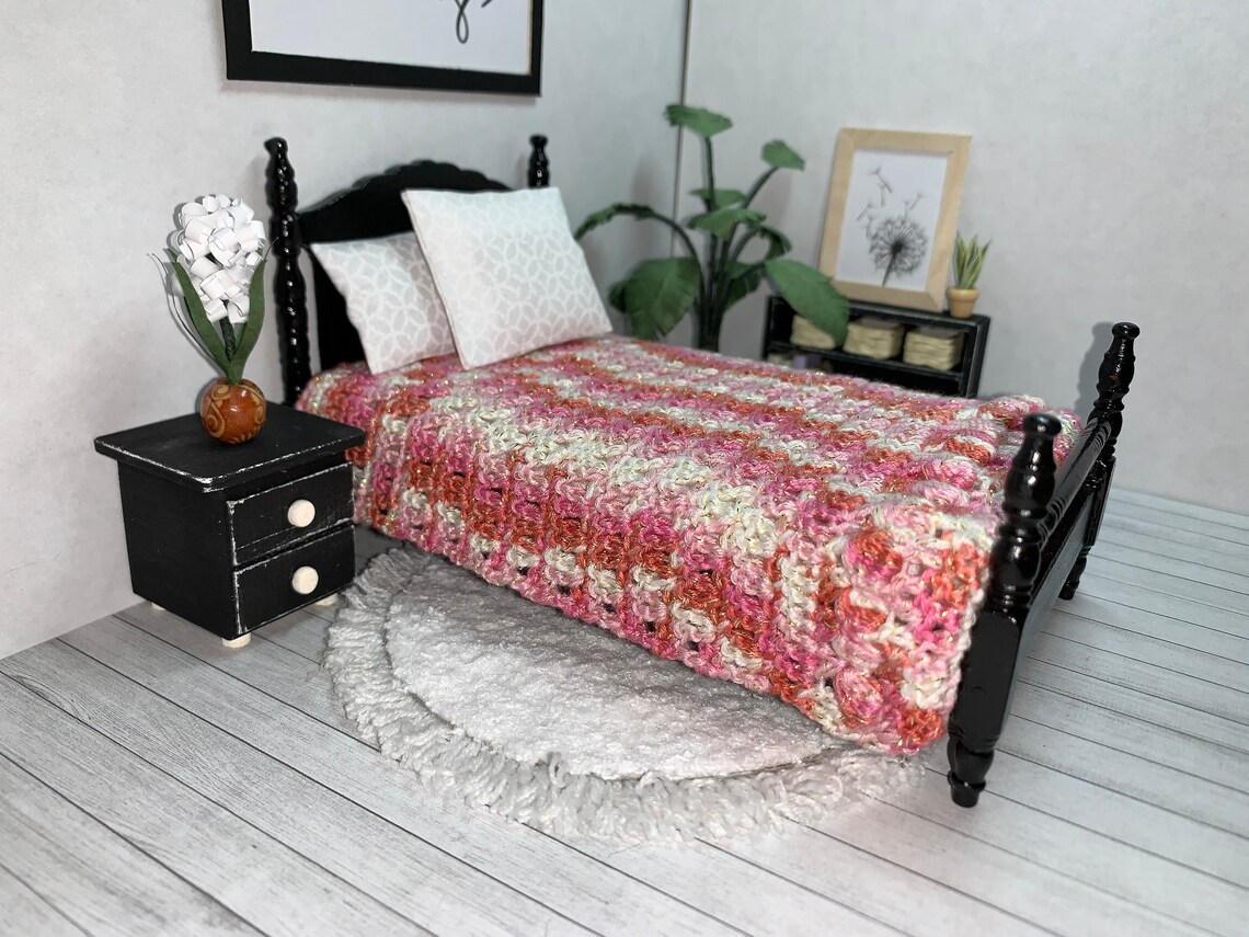 Handmade Crochet Dollhouse blanket 112 Scale Etsy