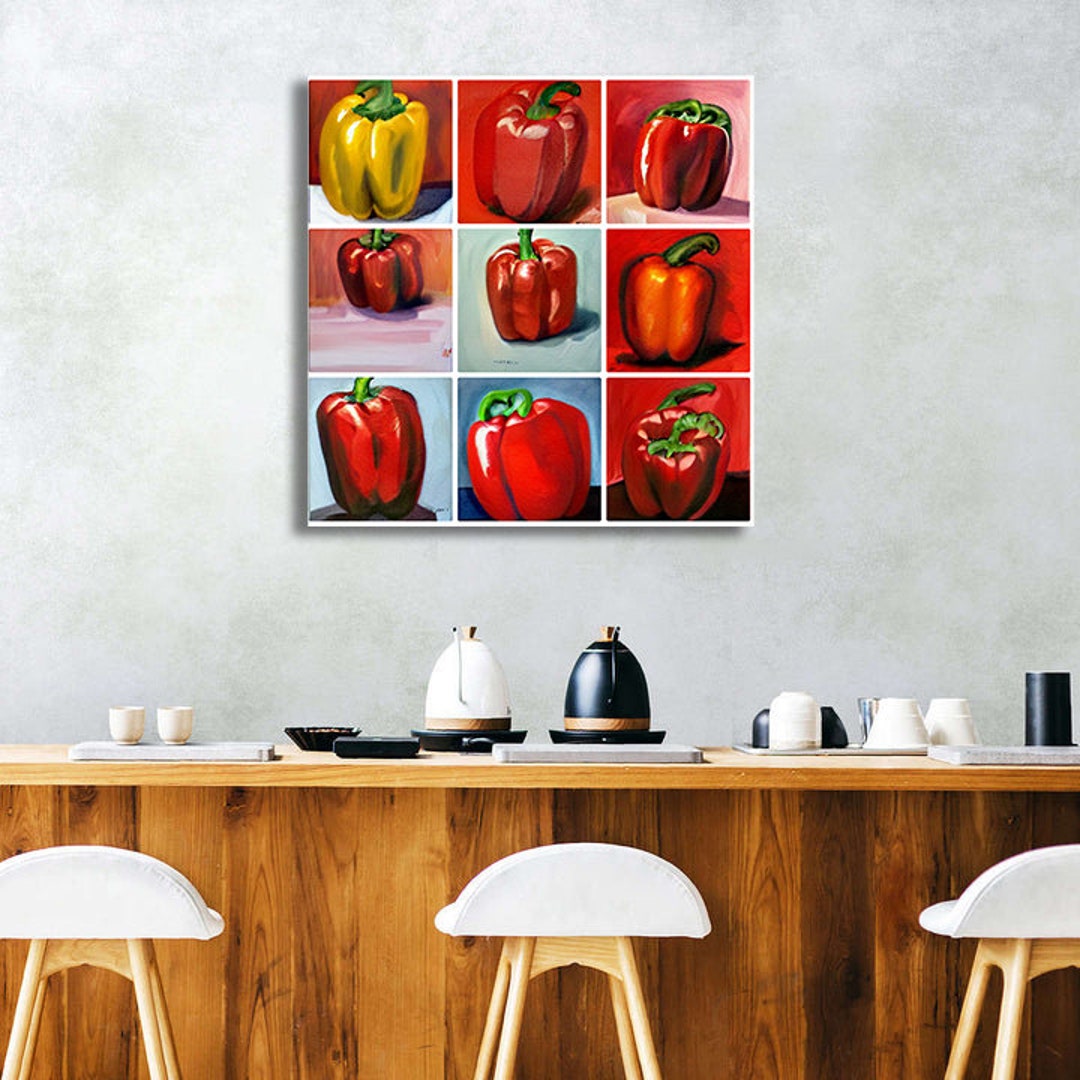 Bell Pepper Restaurant Decor Canvas Art Print, Bell Pepper Kitchen Wall
