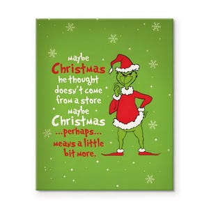 Merry Grinchmas Canvas Wall Art - Fun & Festive Christmas Grinch Decor | Whimsical Holiday Wall Art, Green Grinch Print, Grinch Fans