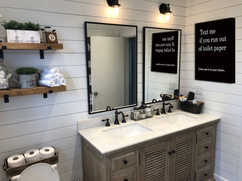 Bathroom Décor, Wall Art, Funny Bathroom Signs and Restroom Décor black