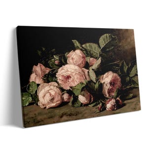 Poster con dipinti a olio di rose, peonie e bouquet, opere d'arte per soggiorno, stampe vintage floreali su tela, stampe di nature morte con fiori botanici scuri.