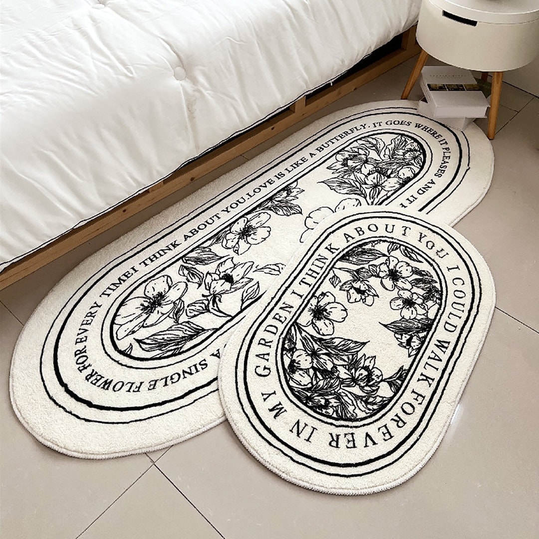 Soft Bath Rug Black and White Mat Bathroom Mat Washable Etsy