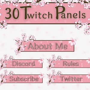 Japan Sakura Twitch Panels | Cherry Blossom | 30+ High Quality Panel Package