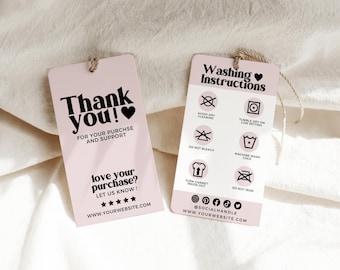 Modelo de etiqueta pendurada, modelo de etiqueta, design de etiqueta pendurada, etiqueta personalizada personalizada, modelo de etiqueta de moda imprimível, etiquetas editáveis de obrigado Boutique Swing