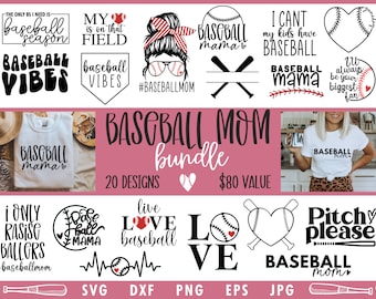 Baseball Mom Svg Bundle , Png Ai Eps Dxf, Baseball Cricut Cut Files, Silhouette, Baseball Svg Bundle, Baseball Shirt Svg | Baseball mom life