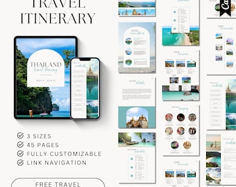 Travel Itinerary Template | Customizable Canva Mobile Itinerary | Travel Schedule | Traveling Guide | Travel Itinerary Template
