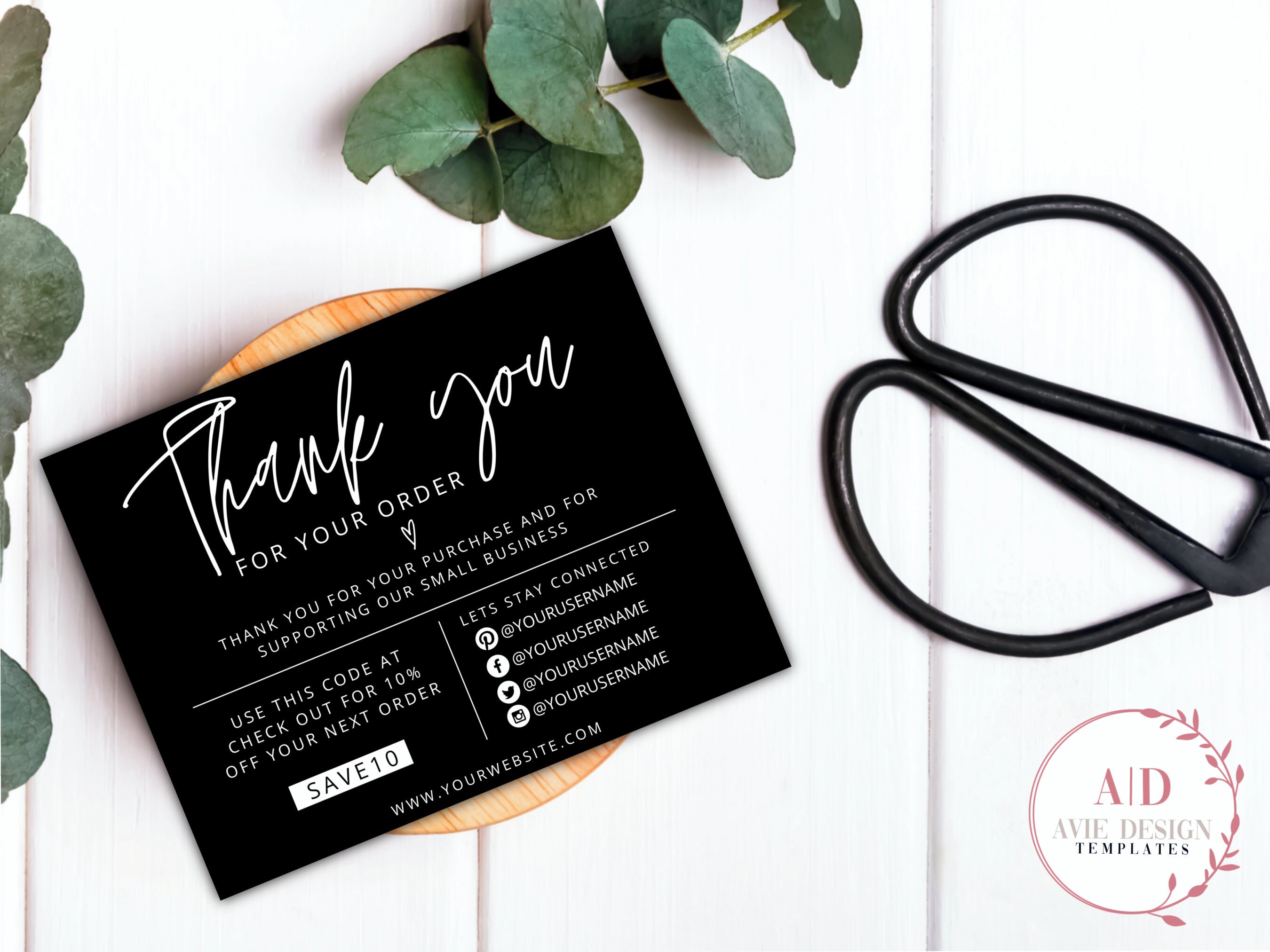 Business Thank You Card Template Etsy Seller Thank You Card Etsy