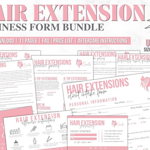 Hair Extension Form Bundle Hair Extensions Contract Hair Etsy