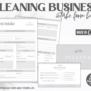 Professional Residential Cleaning, Editable Client Intake form, Cleaning Agreement, Cleaning Service, intake form template
