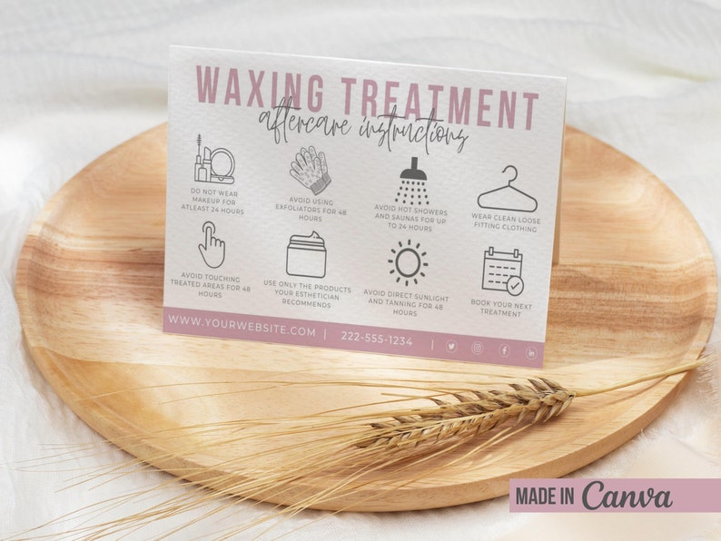 Waxing Aftercare Card Hair Removal Aftercare Card Waxing Salon Wax